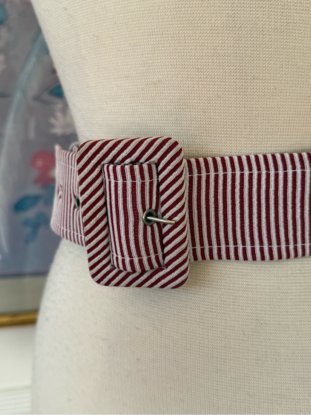 Vintage Striped Fabric Waist Belt size L